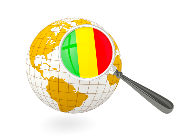 Magnified flag with globe. Download flag icon of Mali at PNG format