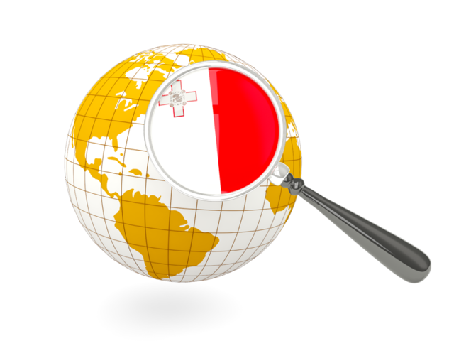Magnified flag with globe. Download flag icon of Malta at PNG format