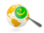 Mauritania. Magnified flag with globe. Download icon.