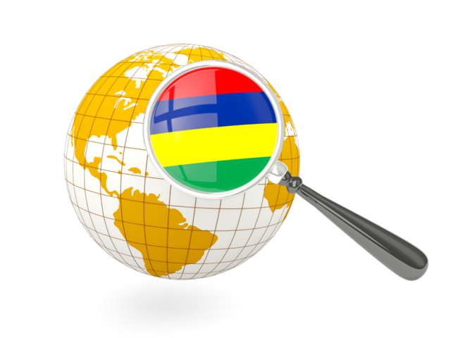 Magnified flag with globe. Download flag icon of Mauritius at PNG format