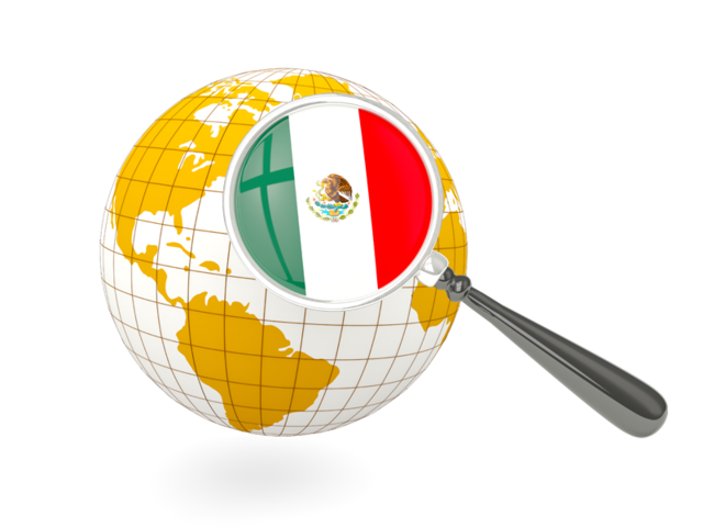 Magnified flag with globe. Download flag icon of Mexico at PNG format