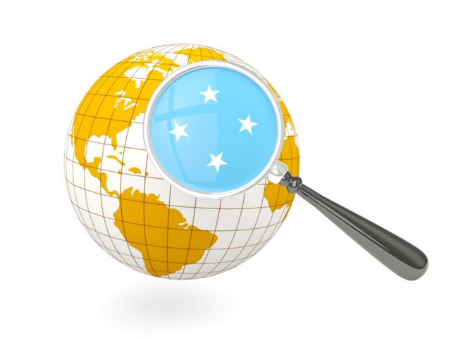 Magnified flag with globe. Download flag icon of Micronesia at PNG format