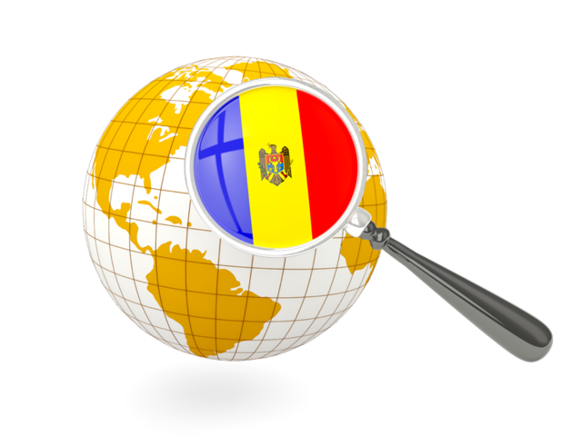 Magnified flag with globe. Download flag icon of Moldova at PNG format