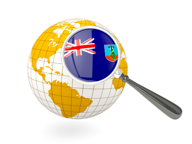 Magnified flag with globe. Download flag icon of Montserrat at PNG format