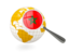 Morocco. Magnified flag with globe. Download icon.