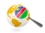 Namibia. Magnified flag with globe. Download icon.