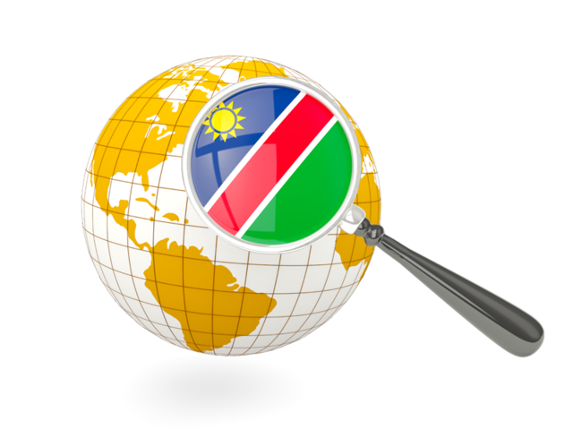 Magnified flag with globe. Download flag icon of Namibia at PNG format