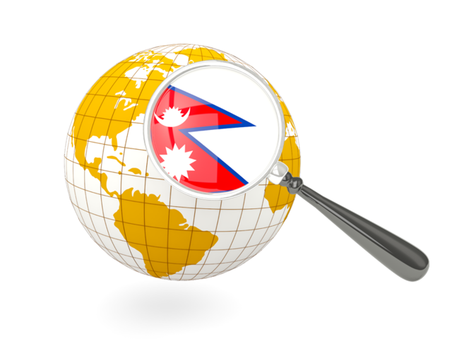 Magnified flag with globe. Download flag icon of Nepal at PNG format