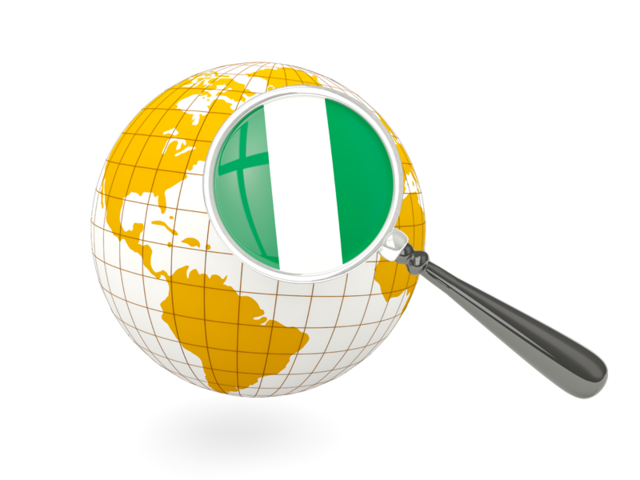 Magnified flag with globe. Download flag icon of Nigeria at PNG format