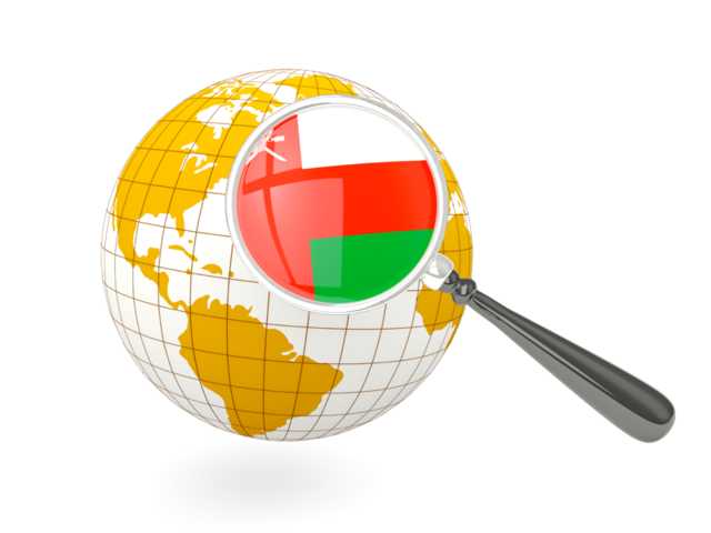 Magnified flag with globe. Download flag icon of Oman at PNG format