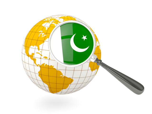 Magnified flag with globe. Download flag icon of Pakistan at PNG format
