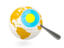 Palau. Magnified flag with globe. Download icon.