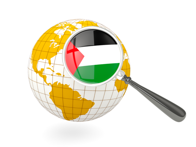 Magnified flag with globe. Download flag icon of Palestinian territories at PNG format