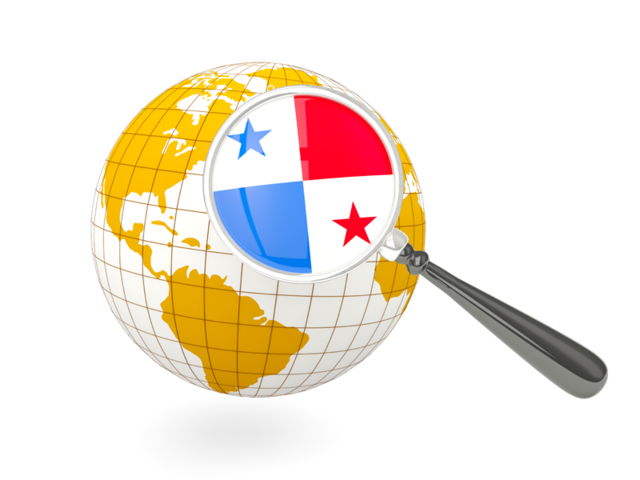 Magnified flag with globe. Download flag icon of Panama at PNG format