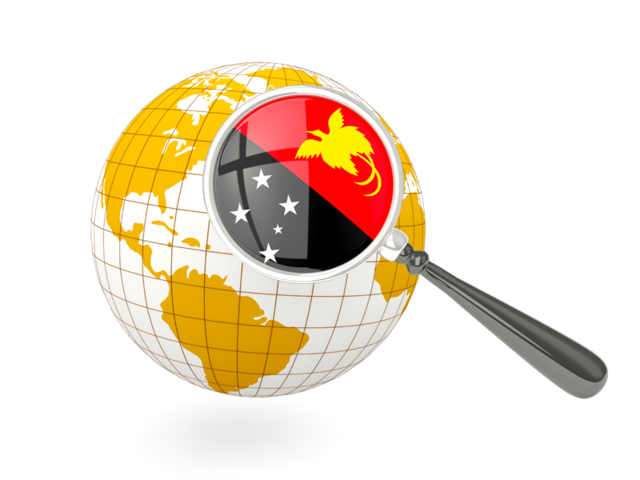 Magnified flag with globe. Download flag icon of Papua New Guinea at PNG format