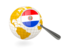 Paraguay. Magnified flag with globe. Download icon.