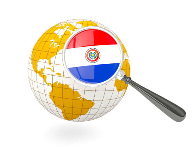 Magnified flag with globe. Download flag icon of Paraguay at PNG format