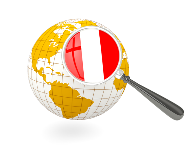 Magnified flag with globe. Download flag icon of Peru at PNG format
