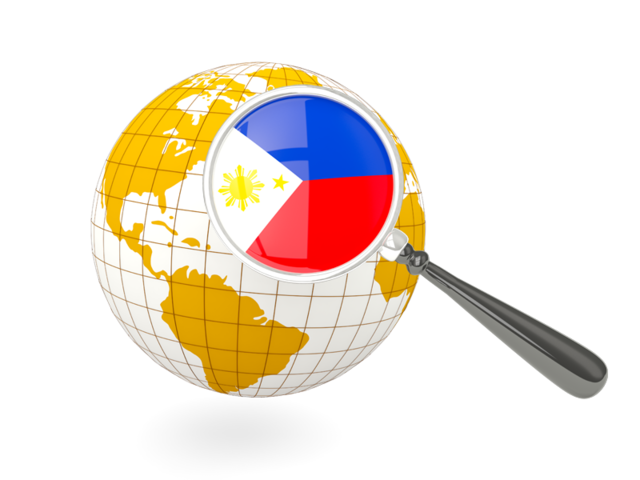 Magnified flag with globe. Download flag icon of Philippines at PNG format