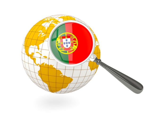 Magnified flag with globe. Download flag icon of Portugal at PNG format