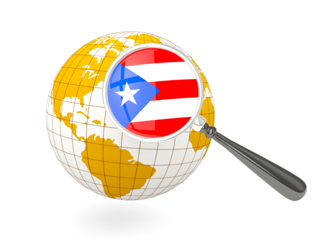 Magnified flag with globe. Download flag icon of Puerto Rico at PNG format