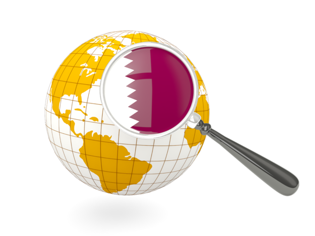 Magnified flag with globe. Download flag icon of Qatar at PNG format
