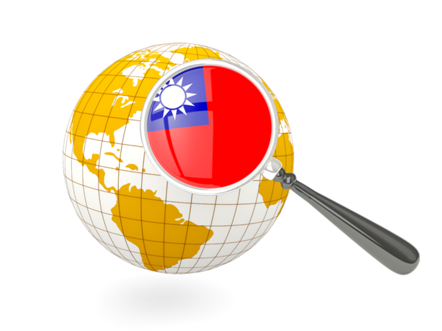 Magnified flag with globe. Download flag icon of Taiwan at PNG format