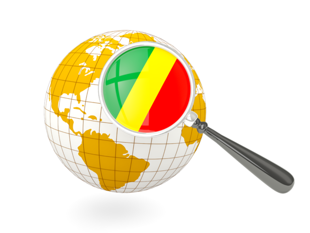Magnified flag with globe. Download flag icon of Republic of the Congo at PNG format