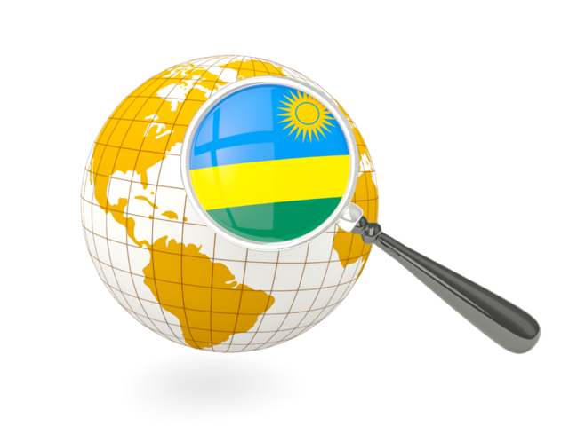 Magnified flag with globe. Download flag icon of Rwanda at PNG format