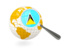 Saint Lucia. Magnified flag with globe. Download icon.