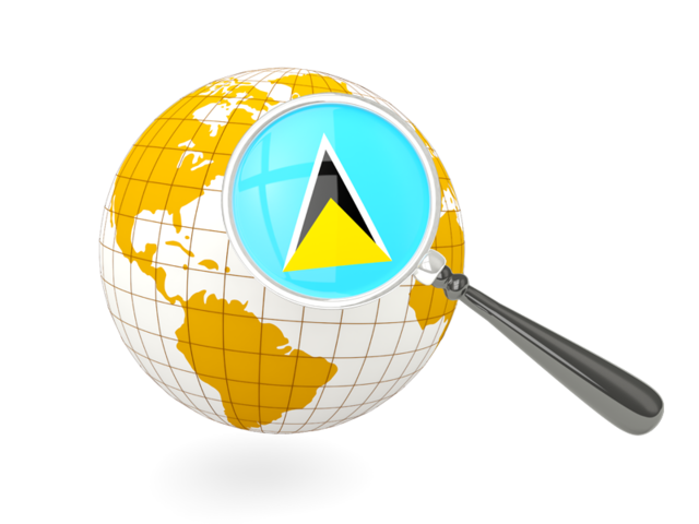 Magnified flag with globe. Download flag icon of Saint Lucia at PNG format