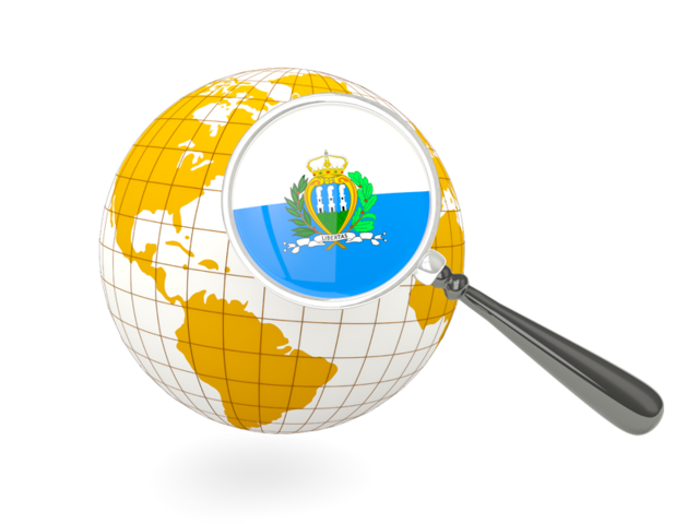 Magnified flag with globe. Download flag icon of San Marino at PNG format