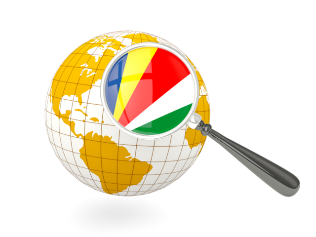 Magnified flag with globe. Download flag icon of Seychelles at PNG format