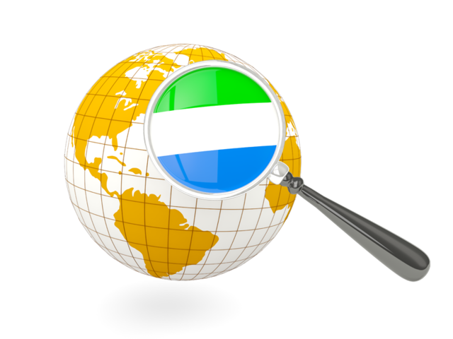 Magnified flag with globe. Download flag icon of Sierra Leone at PNG format