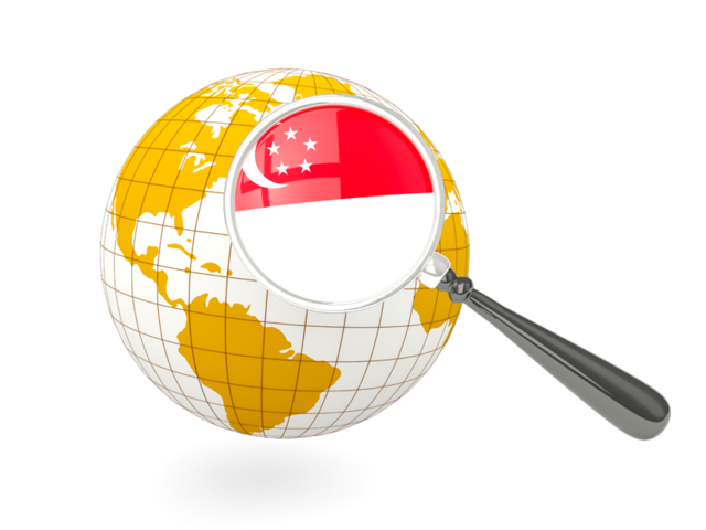 Magnified flag with globe. Download flag icon of Singapore at PNG format