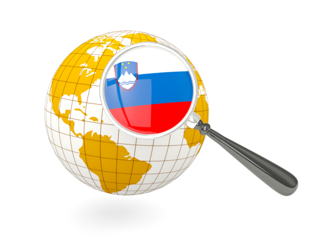 Magnified flag with globe. Download flag icon of Slovenia at PNG format