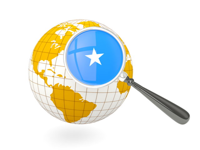 Magnified flag with globe. Download flag icon of Somalia at PNG format