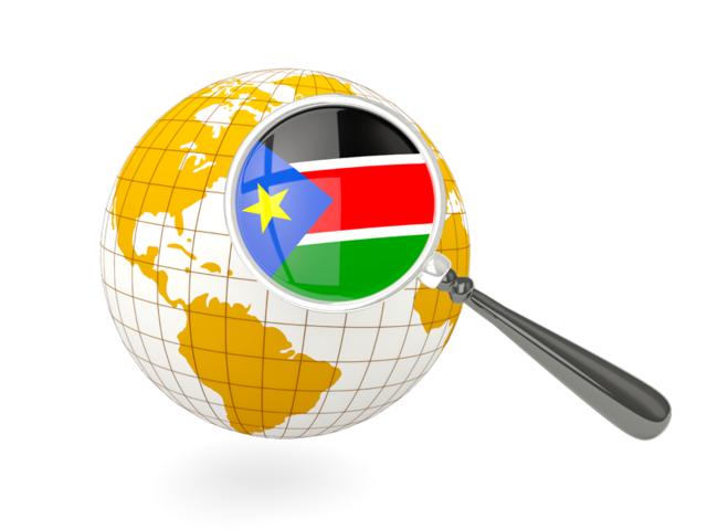 Magnified flag with globe. Download flag icon of South Sudan at PNG format