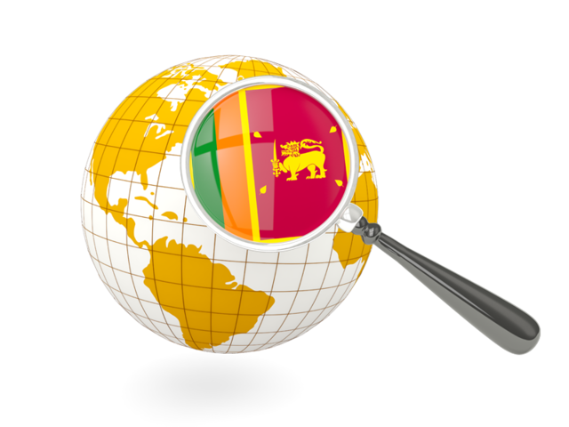 Magnified flag with globe. Download flag icon of Sri Lanka at PNG format