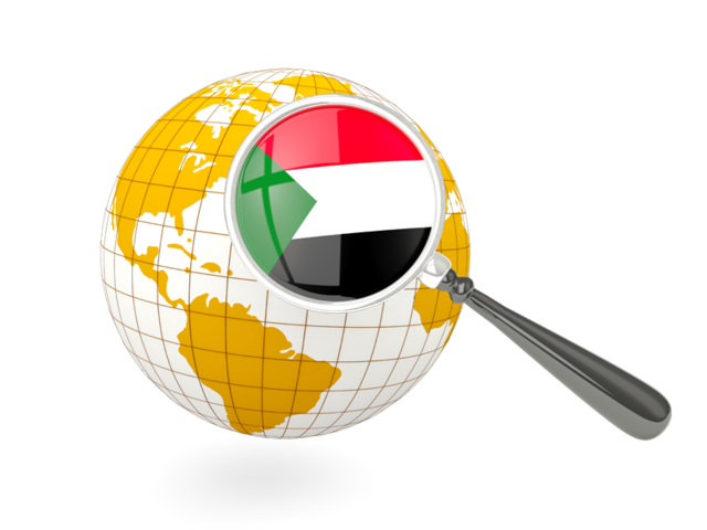 Magnified flag with globe. Download flag icon of Sudan at PNG format