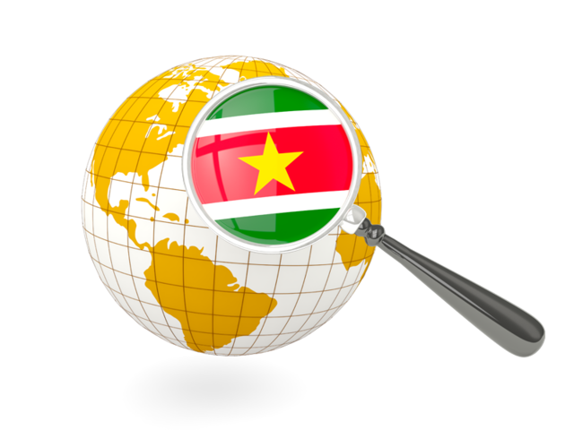 Magnified flag with globe. Download flag icon of Suriname at PNG format