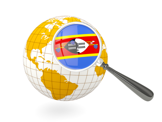 Magnified flag with globe. Download flag icon of Swaziland at PNG format