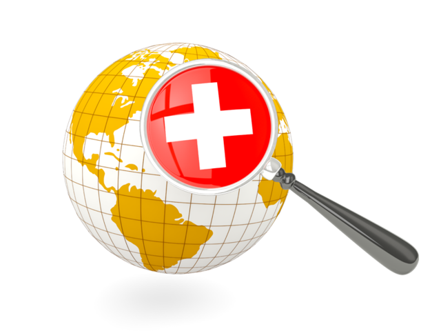 Magnified flag with globe. Download flag icon of Switzerland at PNG format