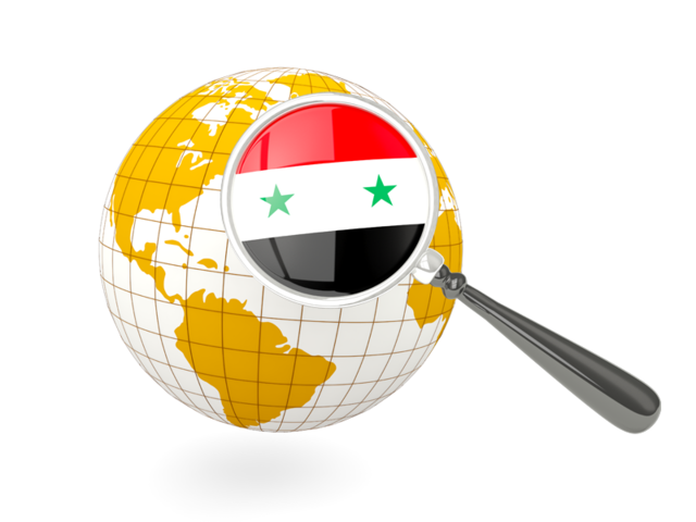 Magnified flag with globe. Download flag icon of Syria at PNG format