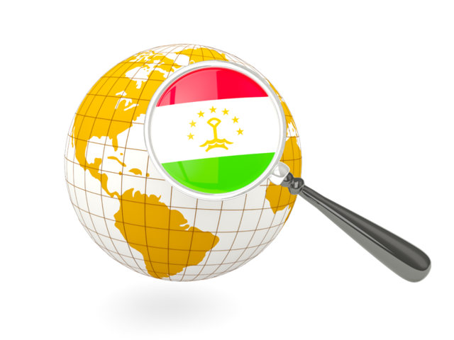 Magnified flag with globe. Download flag icon of Tajikistan at PNG format