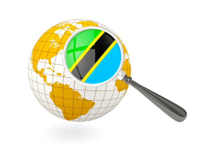 Magnified flag with globe. Download flag icon of Tanzania at PNG format