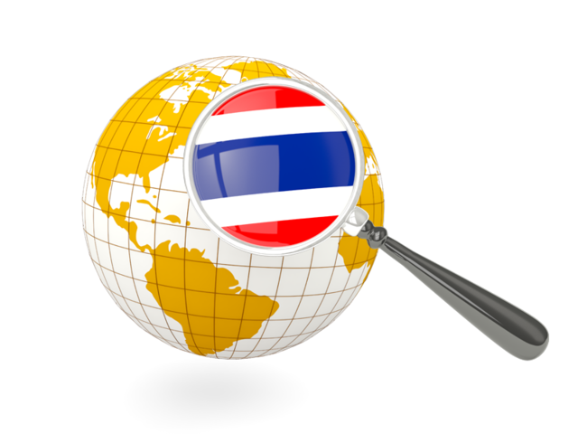 Magnified flag with globe. Download flag icon of Thailand at PNG format