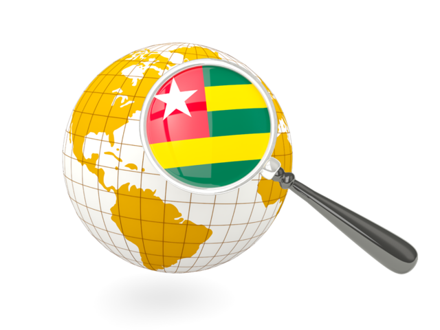 Magnified flag with globe. Download flag icon of Togo at PNG format