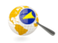 Tokelau. Magnified flag with globe. Download icon.