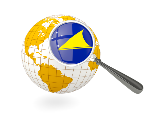 Magnified flag with globe. Download flag icon of Tokelau at PNG format